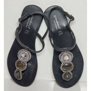 PRIMADONNA COLLECTION WOMEN SANDALS SIZE EURO 36 NEW IN BOX BLACK W/ BEADS 99010